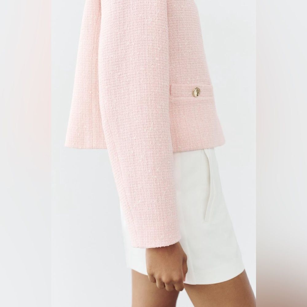 ZARA STRUCTURED ROUND NECK BLAZER - Picture 4 of 9